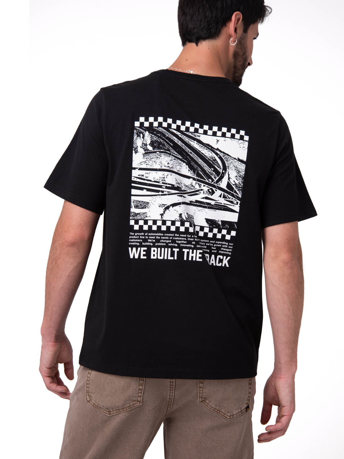 Polera Manga Corta Hombre Moto Diseño Negro Cat