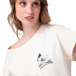 Polera Manga Corta Mujer Botanical Relaxed Blanco Cat