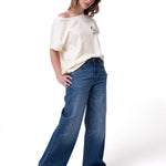 Polera Manga Corta Mujer Botanical Relaxed Blanco Cat