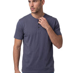 Polera Manga Corta Henley Hombre Slub Knit Azul Cat