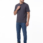 Polera Manga Corta Henley Hombre Slub Knit Azul Cat