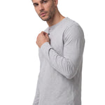Polera Manga Larga Henley Hombre Slub Knit Gris Cat