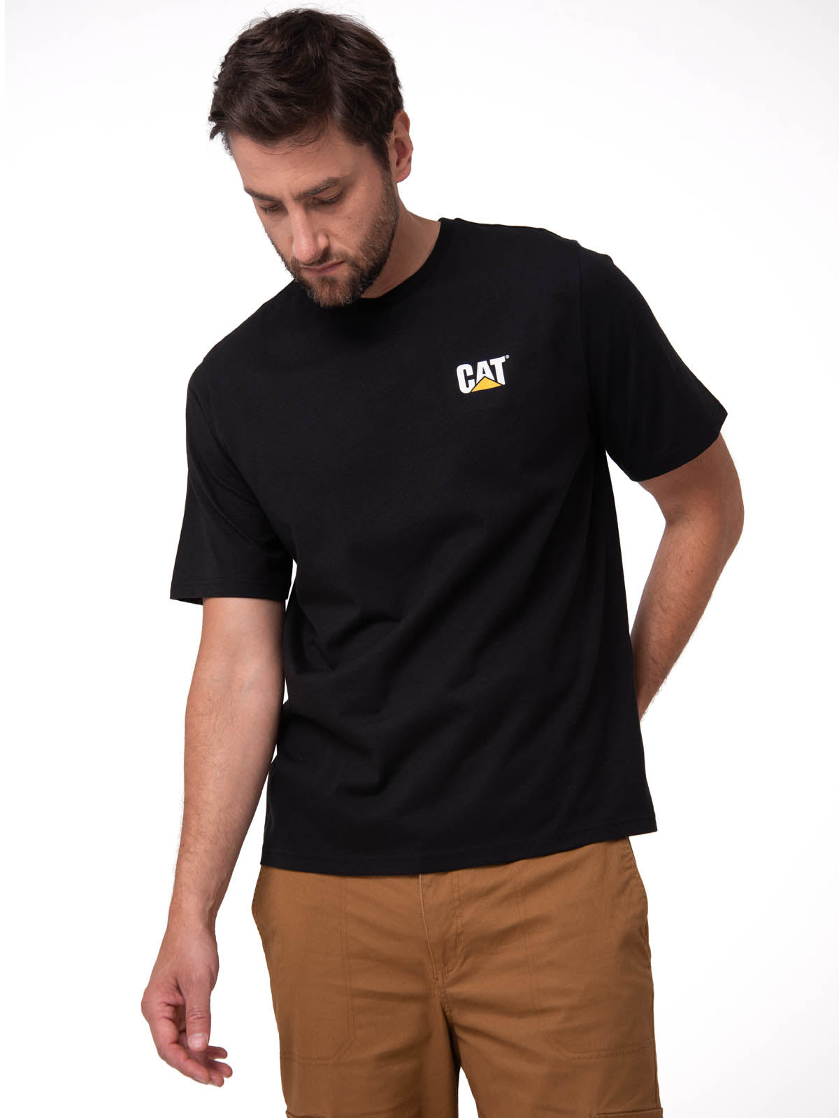 Polera Manga Corta Hombre Small Logo Negro CAT