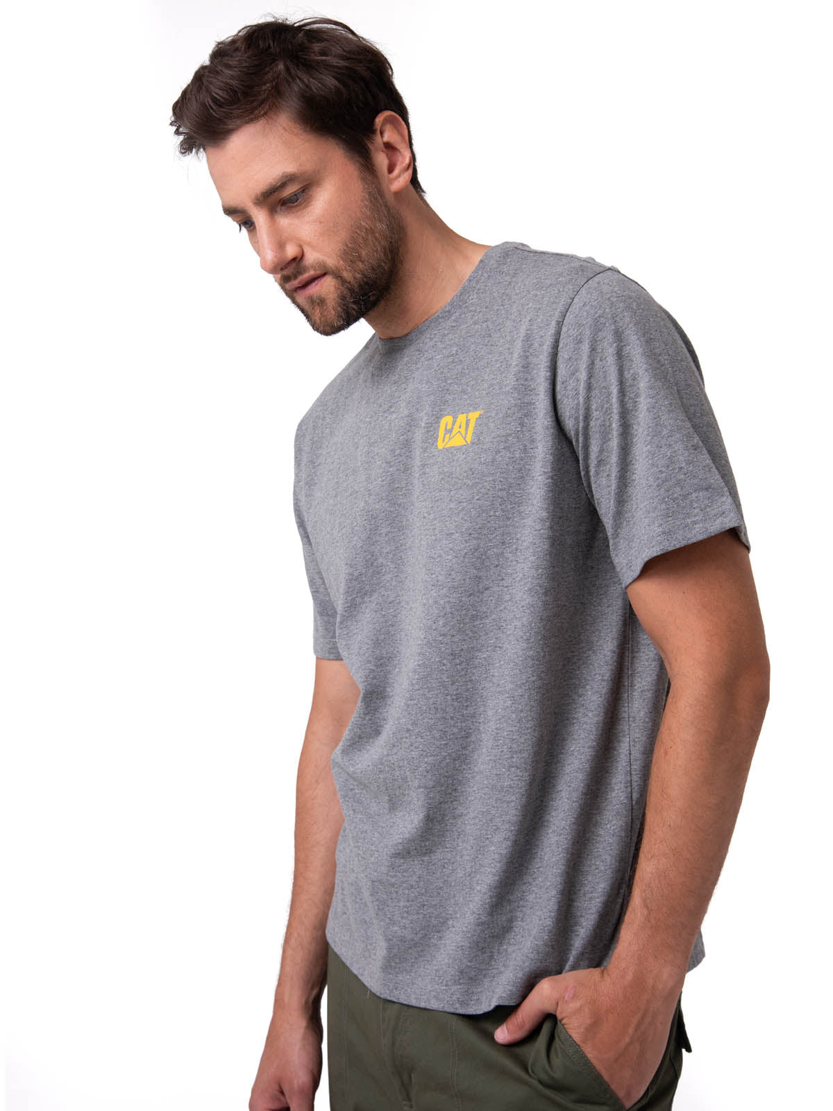 Polera Manga Corta Hombre Small Logo Gris CAT