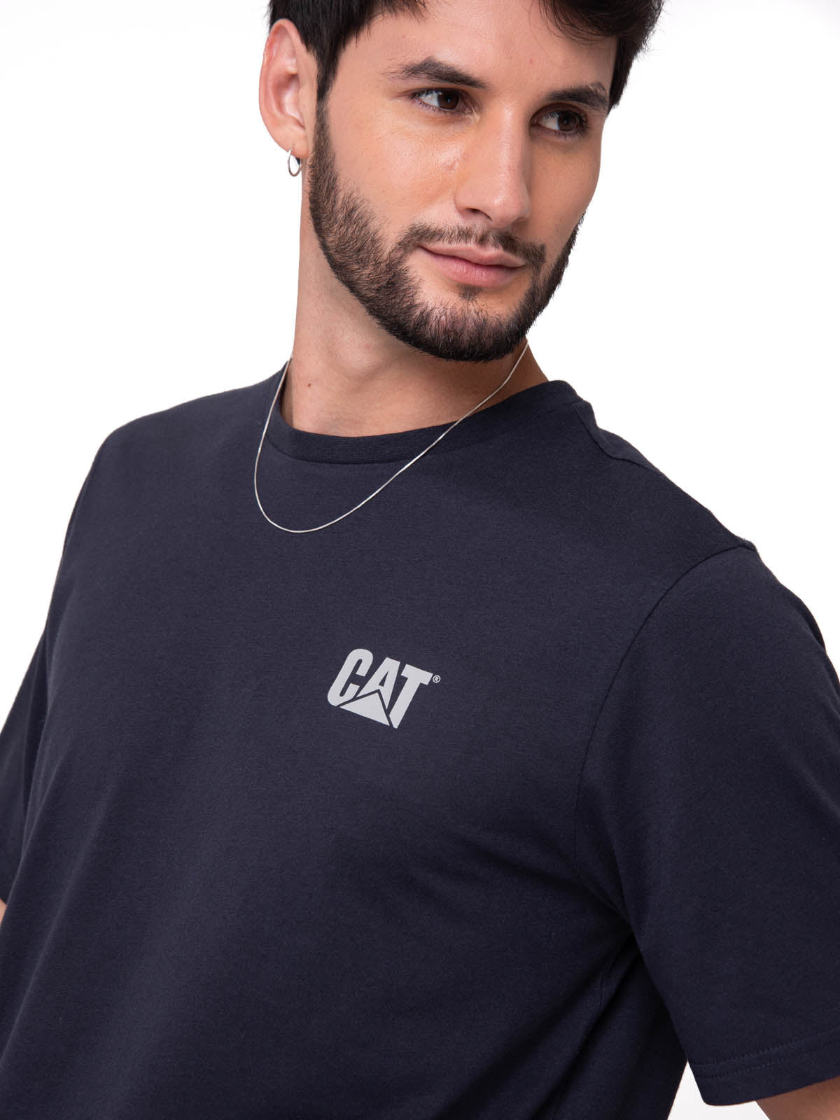 Polera Manga Corta Hombre Small Logo Azul CAT