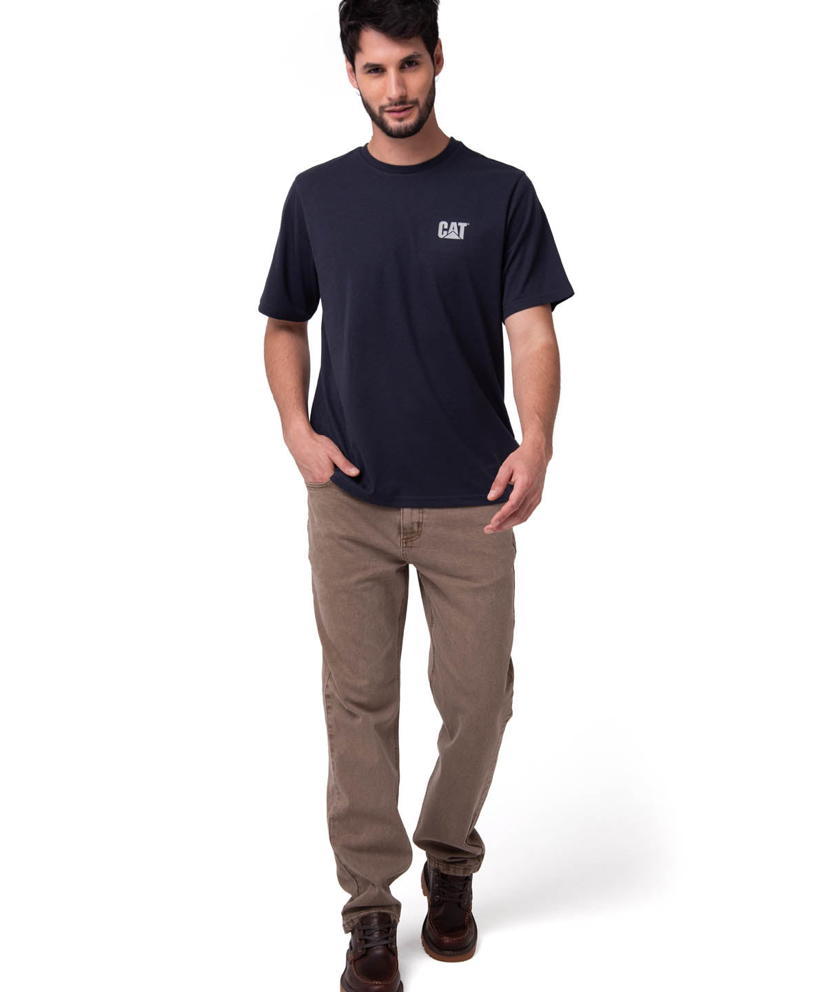Polera Manga Corta Hombre Small Logo Azul CAT