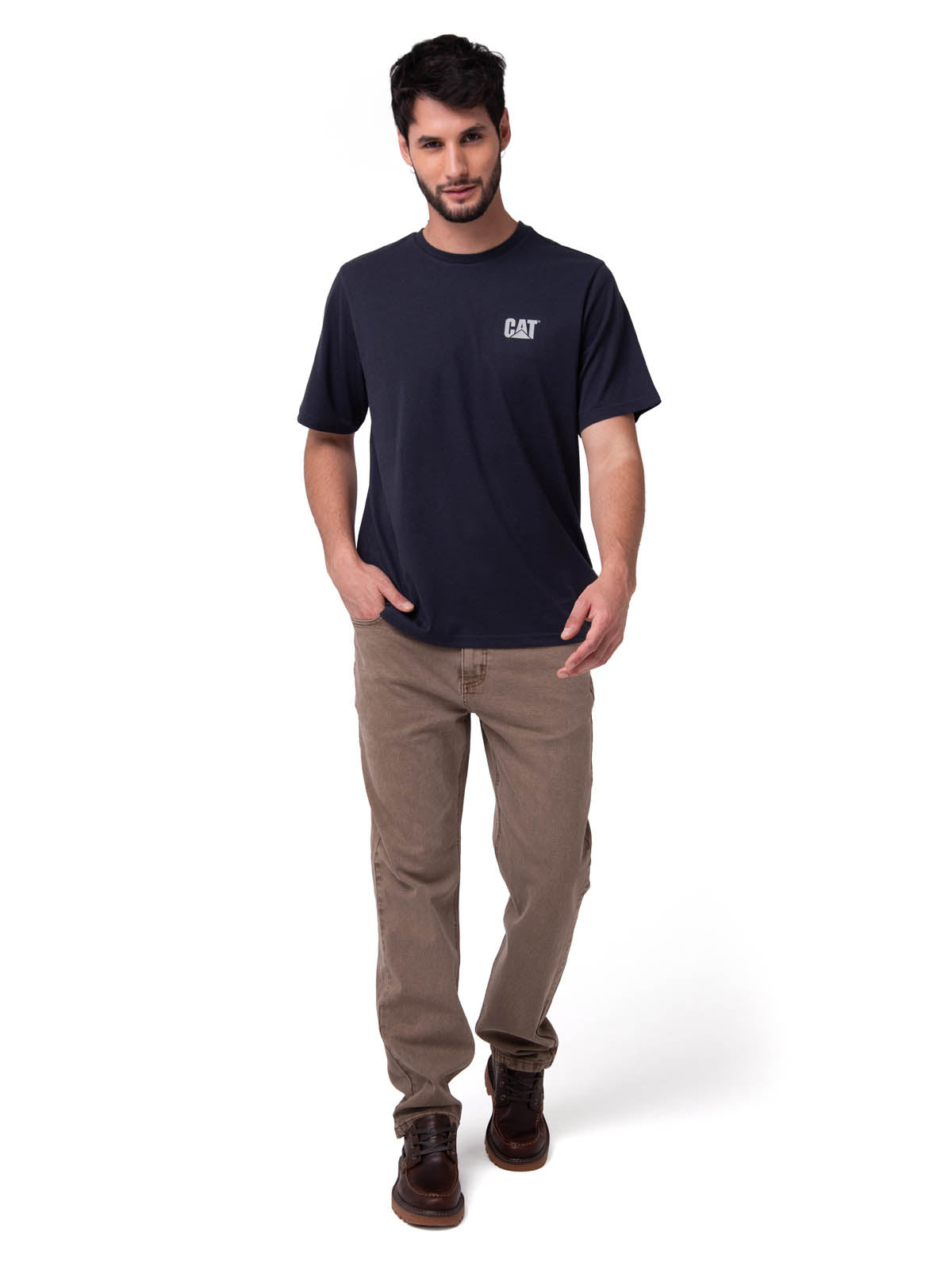 Polera Manga Corta Hombre Small Logo Azul CAT