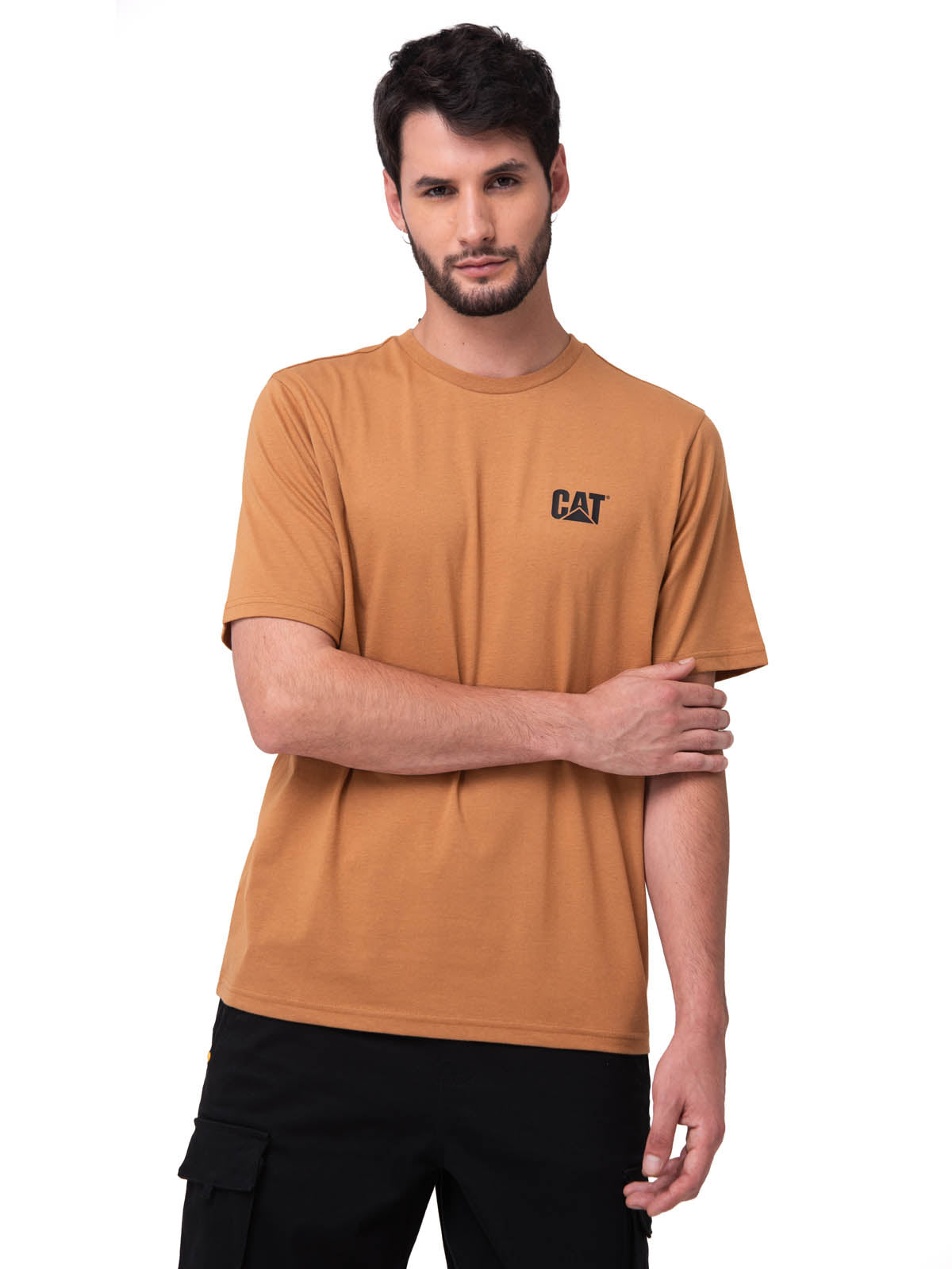 Polera Manga Corta Hombre Small Logo Café CAT