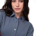 Camisa Manga Larga Mujer Waffle Knit Azul Cat