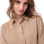 Camisa Manga Larga Mujer Waffle Knit Beige Cat