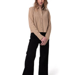 Camisa Manga Larga Mujer Waffle Knit Beige Cat