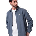 Camisa Manga Larga Hombre Waffle Knit Azul Cat