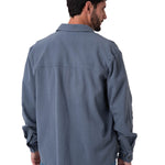Camisa Manga Larga Hombre Waffle Knit Azul Cat