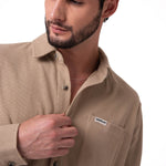 Camisa Manga Larga Hombre Waffle Knit Beige Cat