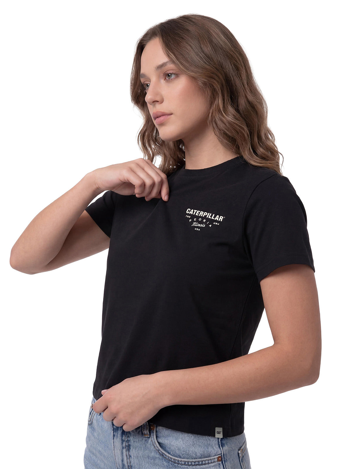 Polera Manga Corta Mujer Heritage Peoria Negro Cat