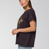 Polera Manga Corta Mujer Time Tested Negro Cat