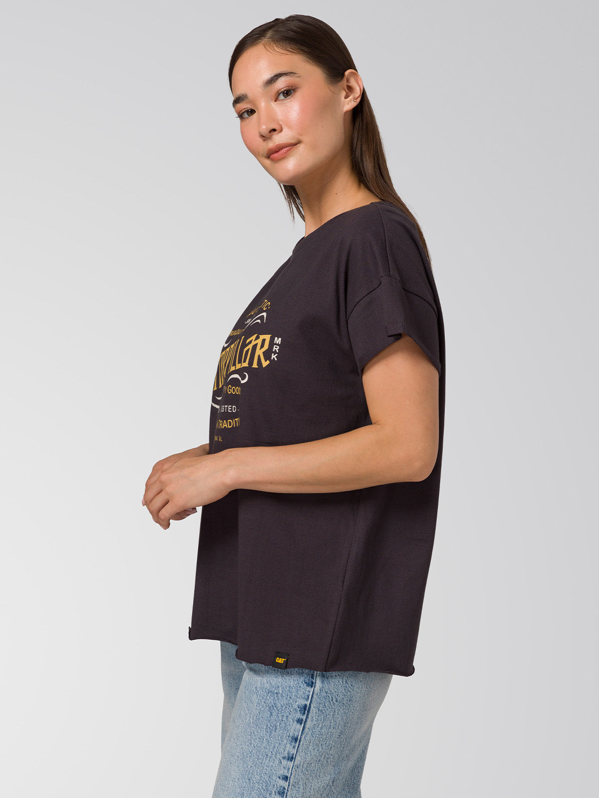 Polera Manga Corta Mujer Time Tested Negro Cat