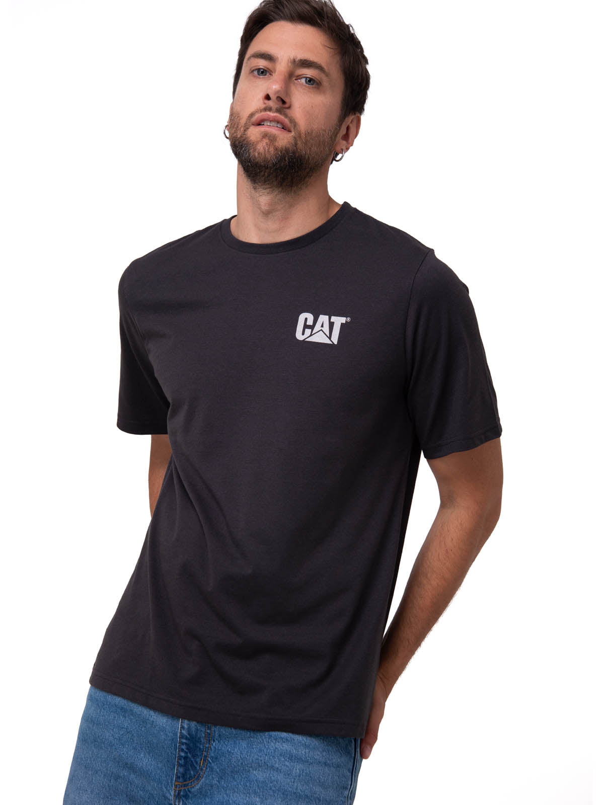 Polera Manga Corta Hombre Moto Urban Negro Cat