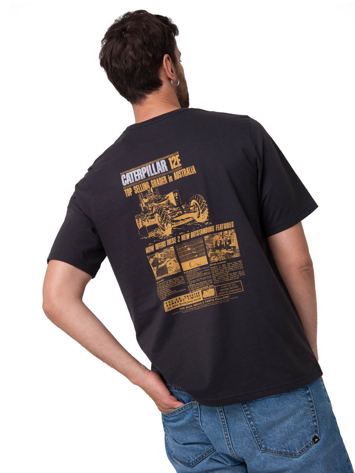 Polera Manga Corta Hombre Moto Urban Negro Cat