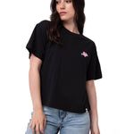 Polera Manga Corta Mujer Caterpillar Heart Negro