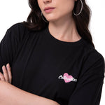 Polera Manga Corta Mujer Caterpillar Heart Negro