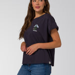 Polera Manga Corta Mujer Cross Stitch Azul Cat