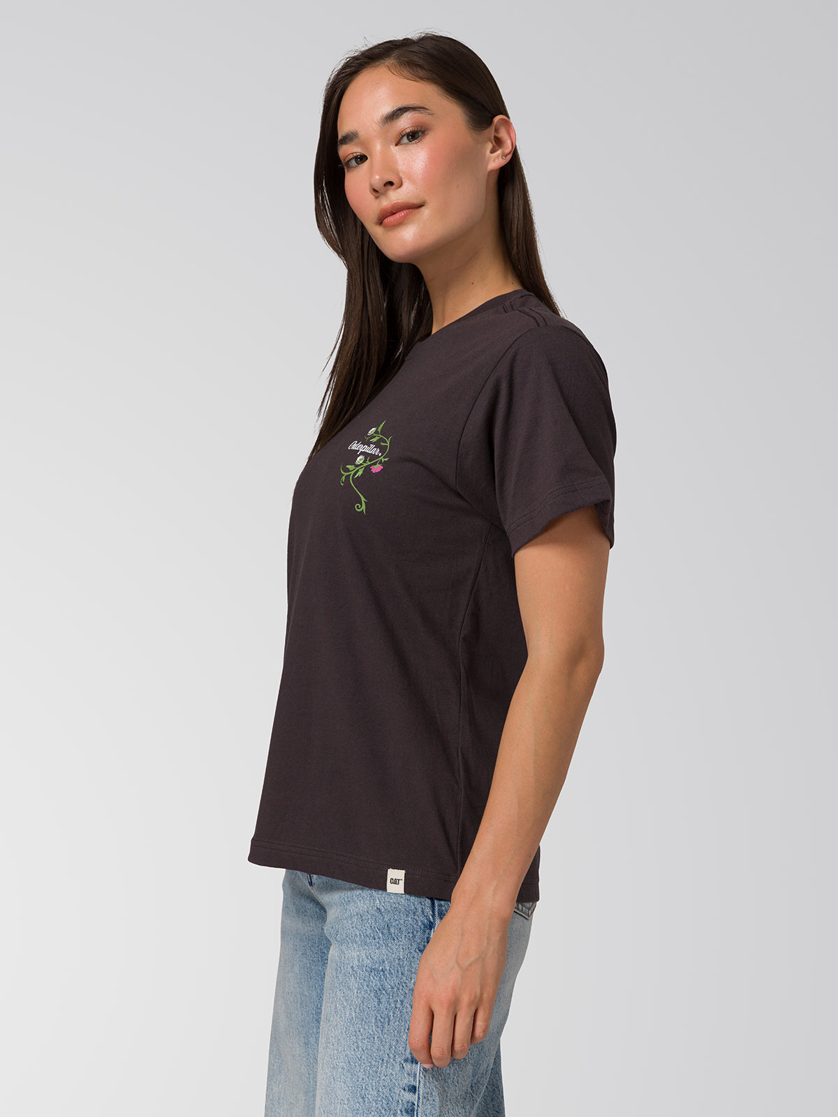 Polera Manga Corta Mujer Prisma Flora Negro Cat