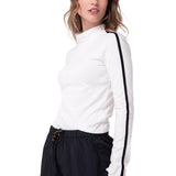 Polera Manga Larga Mujer Sporty Mock Neck Blanco Cat