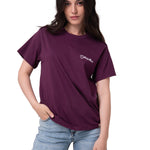 Polera Manga Corta Mujer Western Script Burdeo Cat
