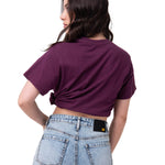 Polera Manga Corta Mujer Western Script Burdeo Cat