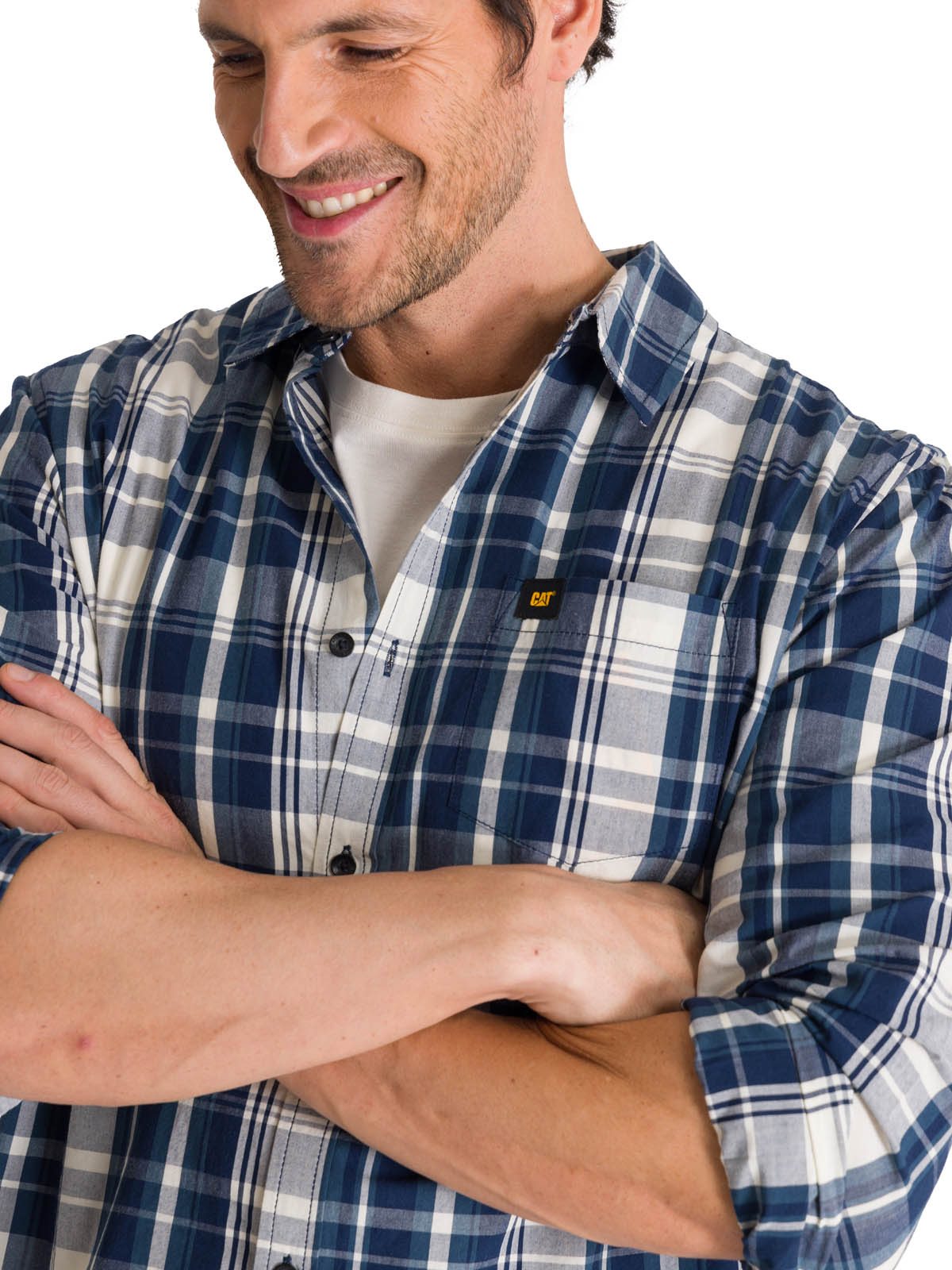 Camisa Manga Larga Hombre Poplin Azul CAT