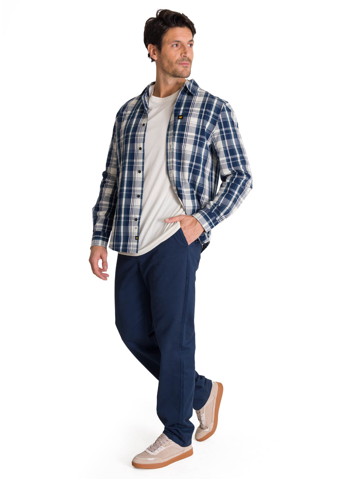 Camisa Manga Larga Hombre Poplin Azul CAT