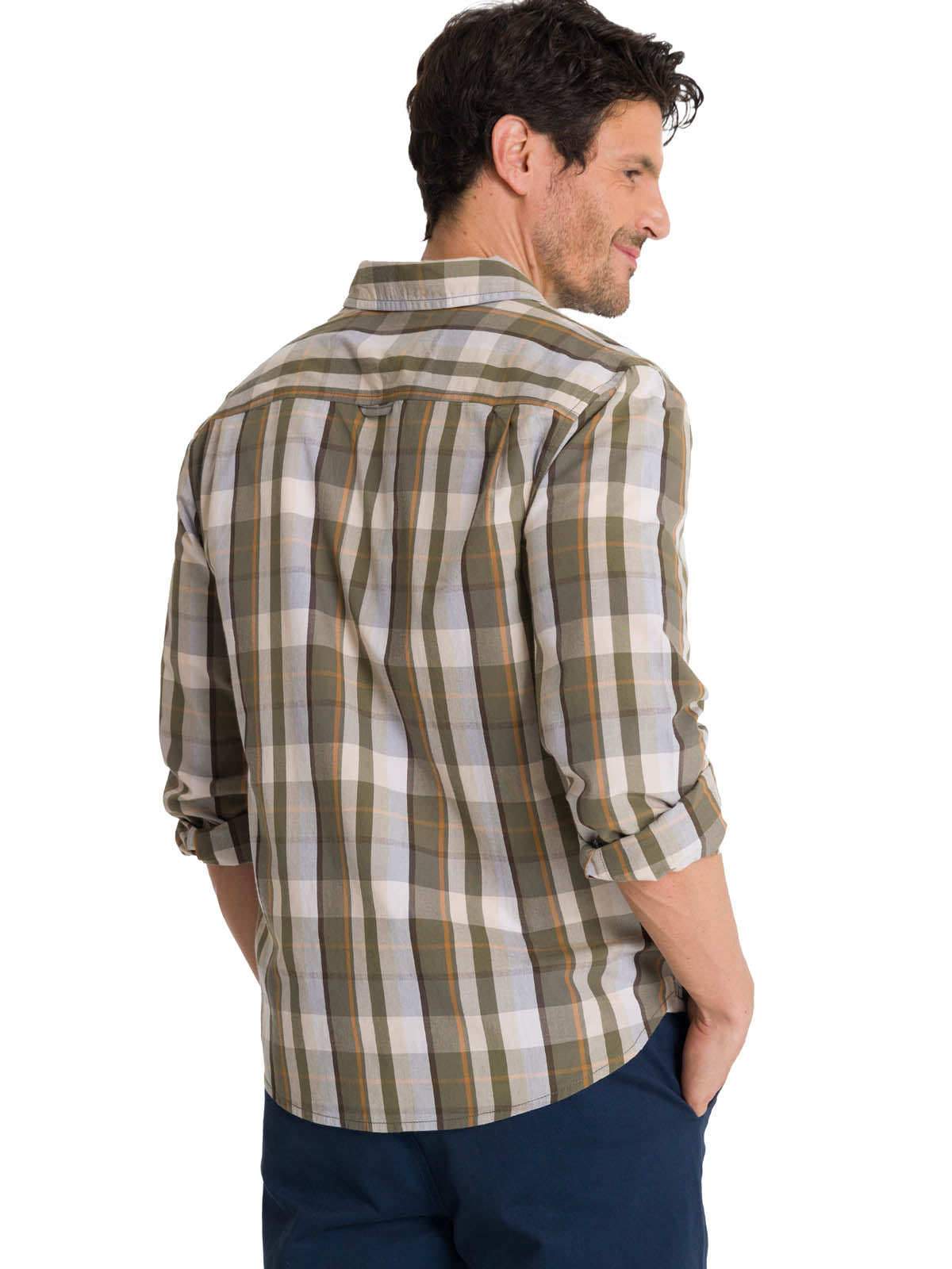 Camisa Manga Larga Hombre Poplin Oliva CAT