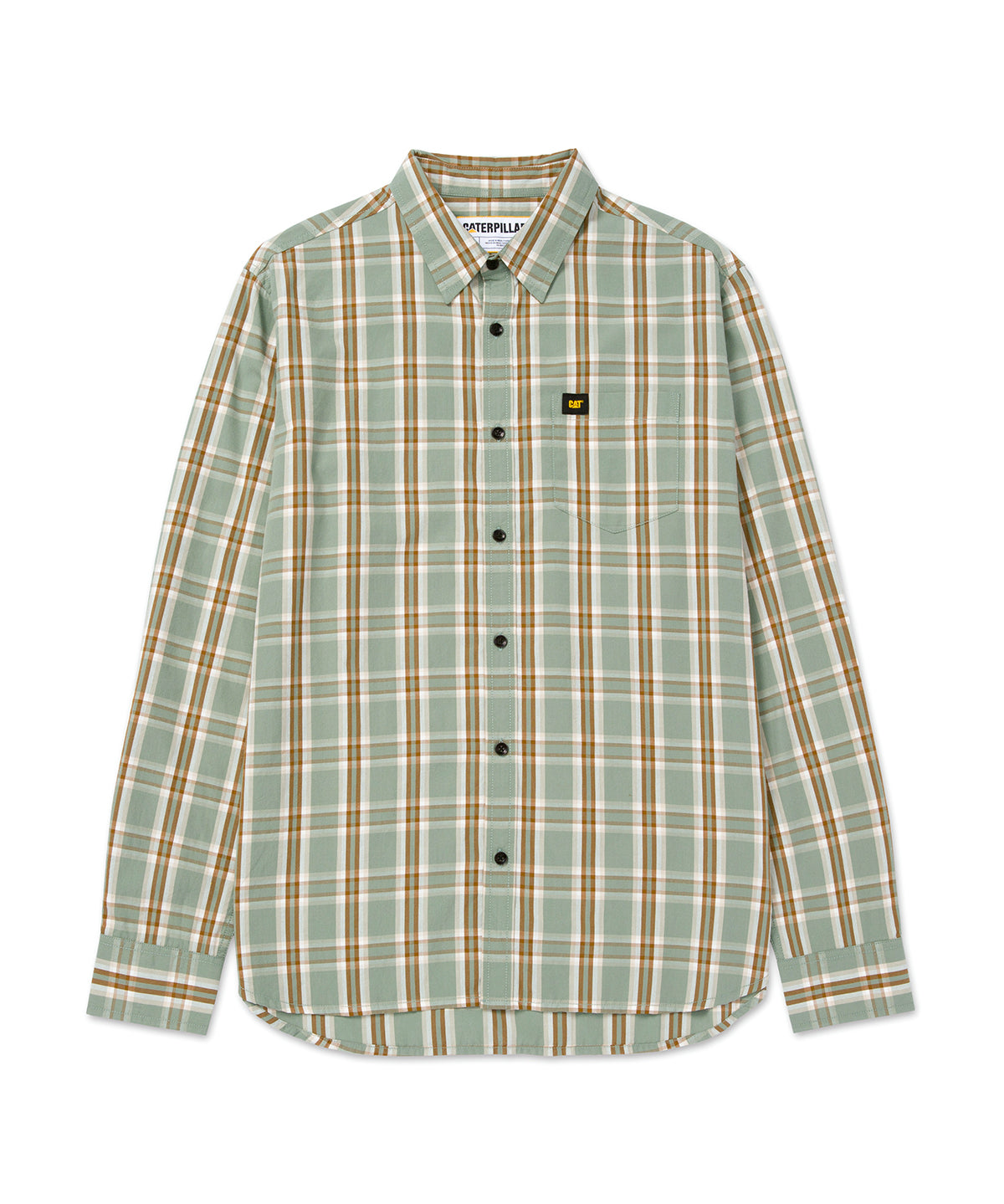 Camisa Manga corta Casual Hombre PLAID POPLIN S/S SHIRT Verde CAT