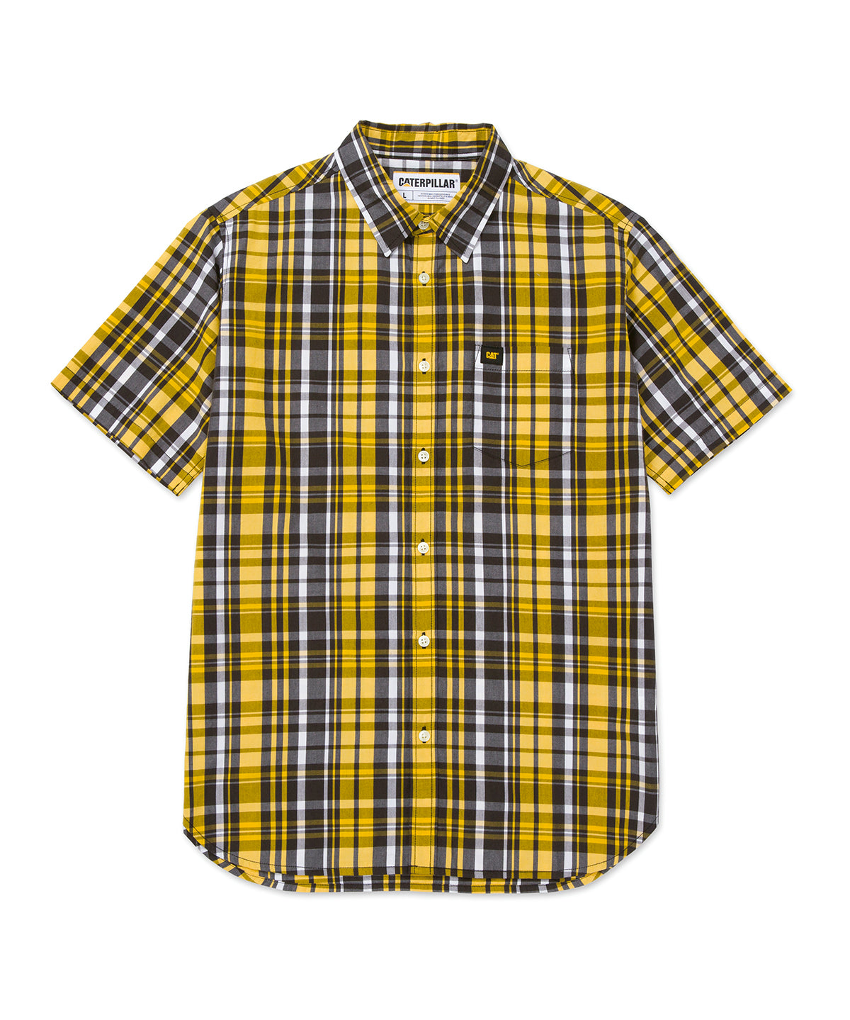 Camisa Manga corta Casual Hombre PLAID POPLIN S/S SHIRT Amarillo CAT
