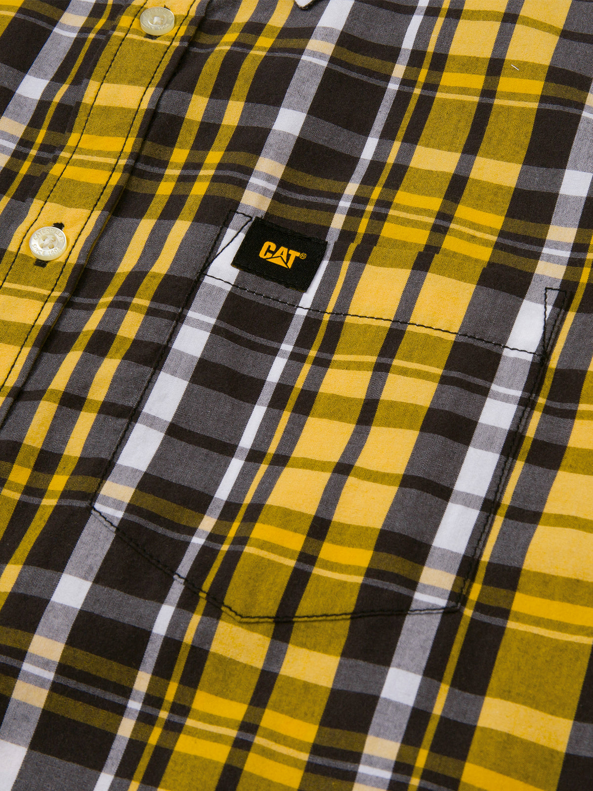 Camisa Manga corta Casual Hombre PLAID POPLIN S/S SHIRT Amarillo CAT