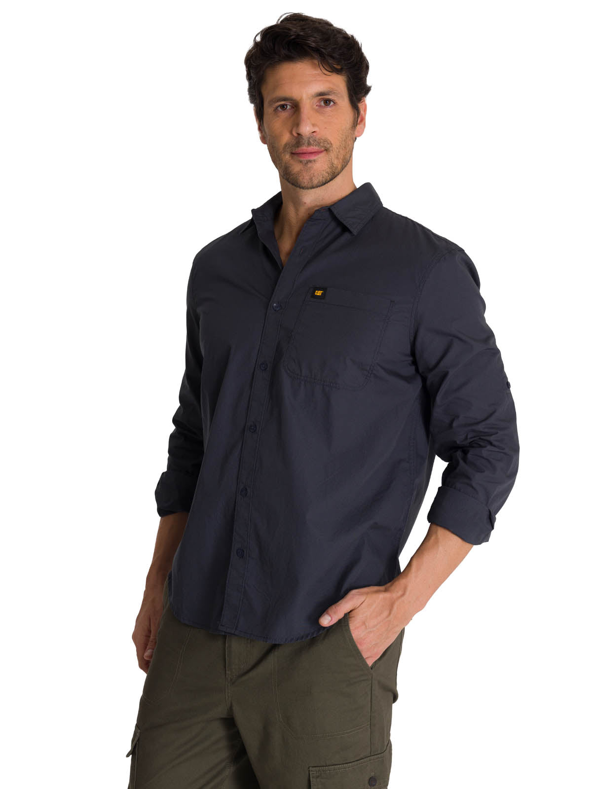 Camisa Manga Larga Hombre Convertible Azul Oscuro CAT