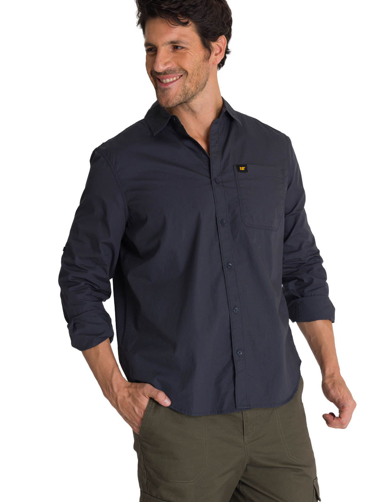 Camisa Manga Larga Hombre Convertible Azul Oscuro CAT