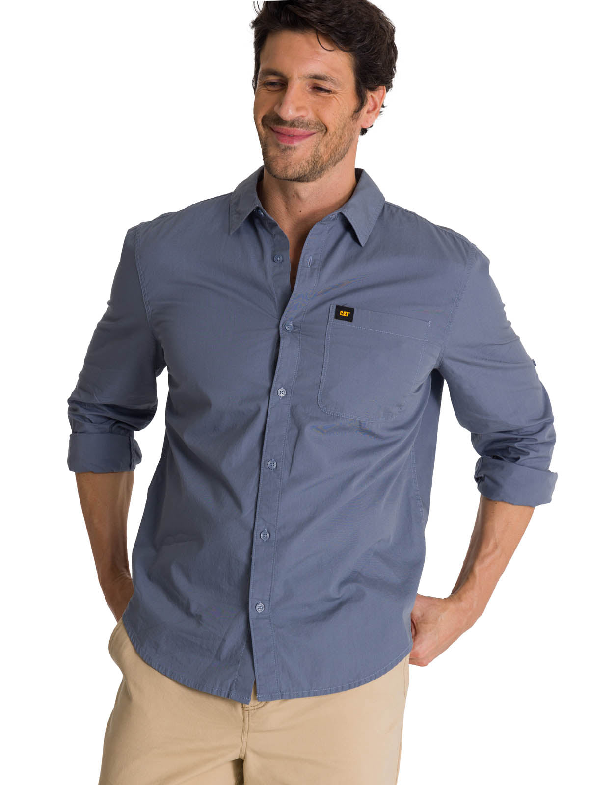Camisa Manga Larga Hombre Convertible Azul Acero CAT