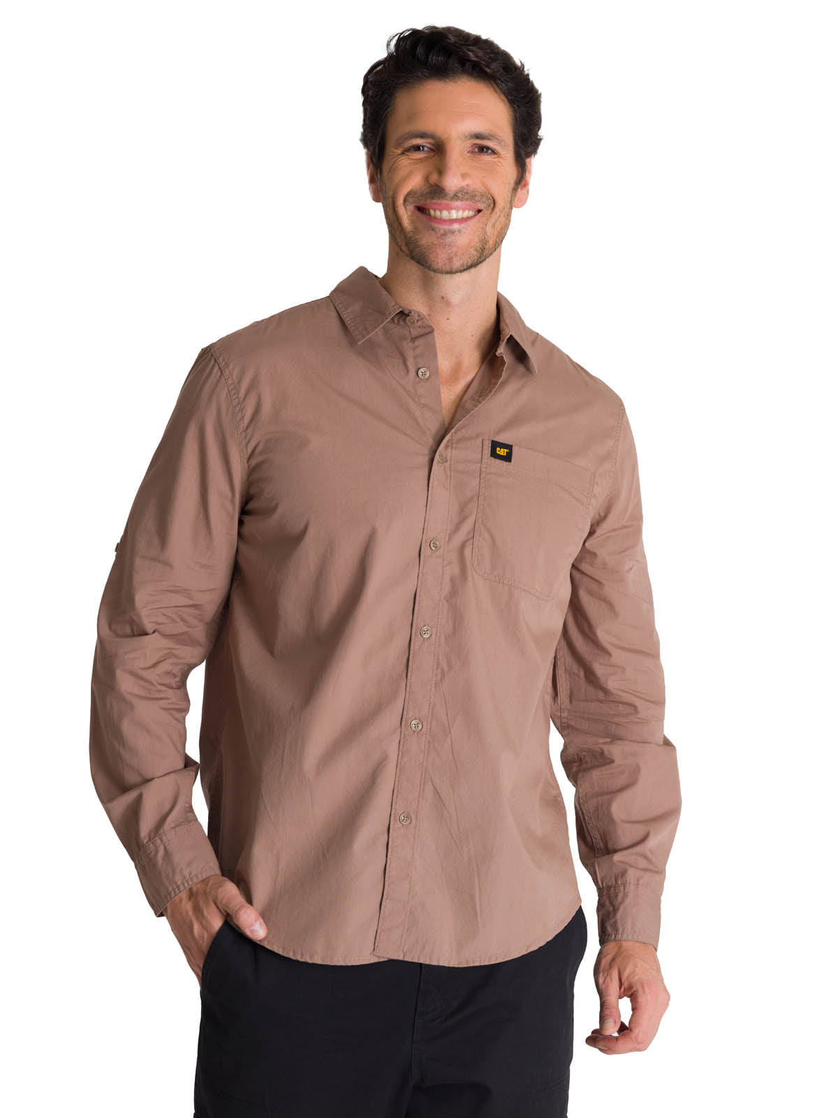 Camisa Manga Larga Hombre Convertible Café CAT