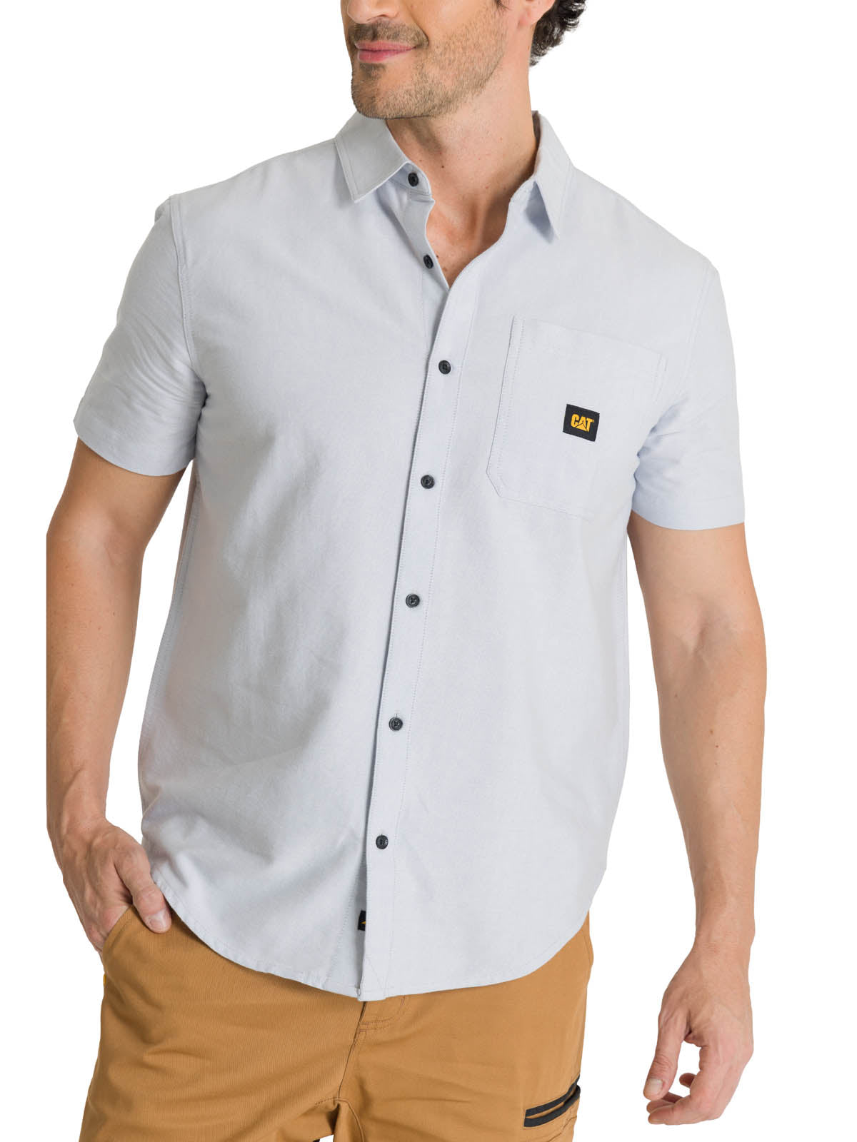 Camisa Manga Corta Hombre Oxford Relaxed Azul CAT