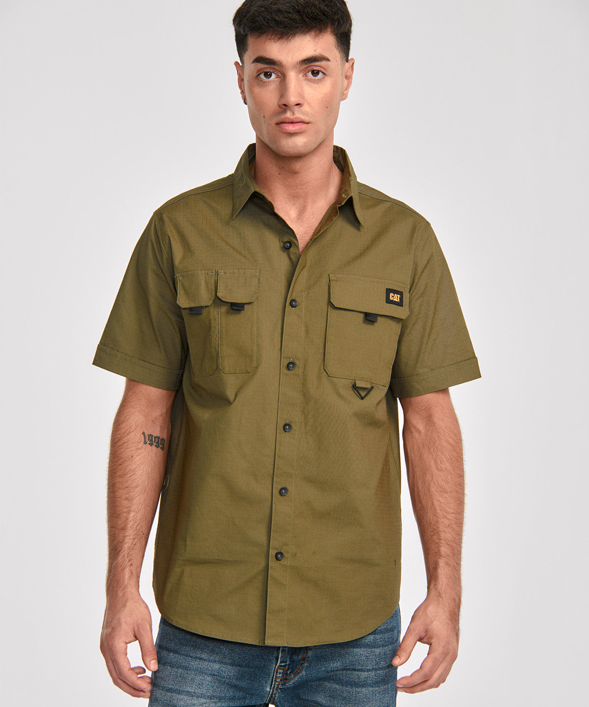 Camisa Manga corta Casual Hombre UTILITY S/S SHIRT Verde CAT