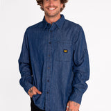 Camisa Manga Larga Casual Hombre Denim L/S Shirt Gris Cat