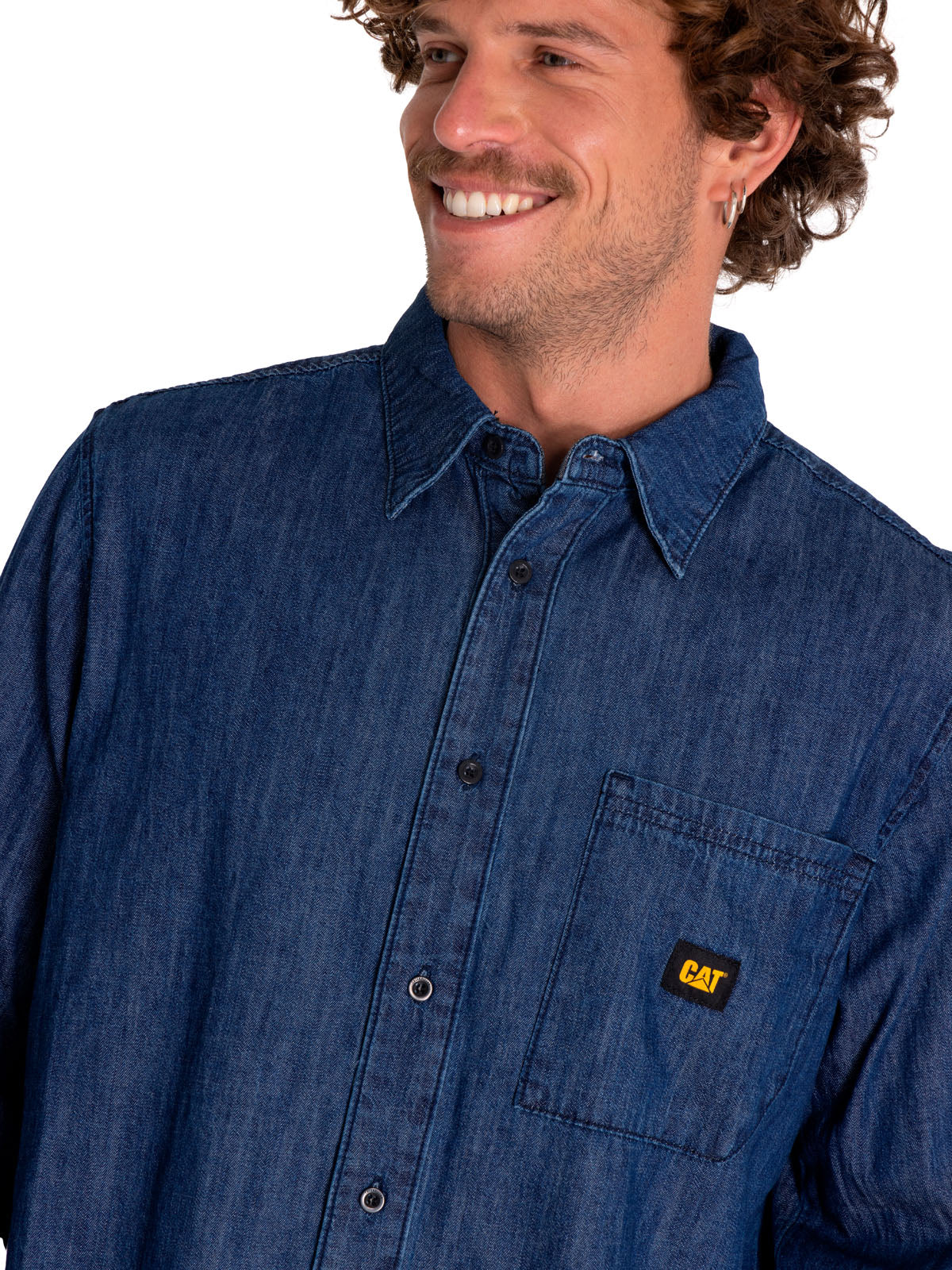 Camisa Manga Larga Casual Hombre Denim L/S Shirt Gris Cat