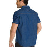 Camisa Manga Corta Hombre Denim Azul CAT