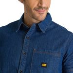 Camisa Manga Corta Hombre Denim Azul CAT