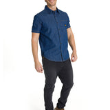Camisa Manga Corta Hombre Denim Azul CAT