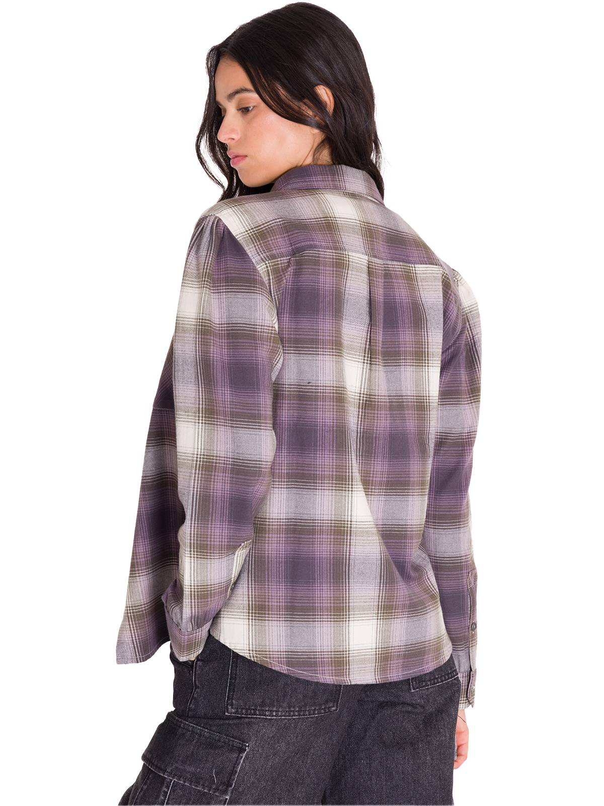 Camisa Manga Larga Mujer Flannel Relaxed Lila L/S Cat