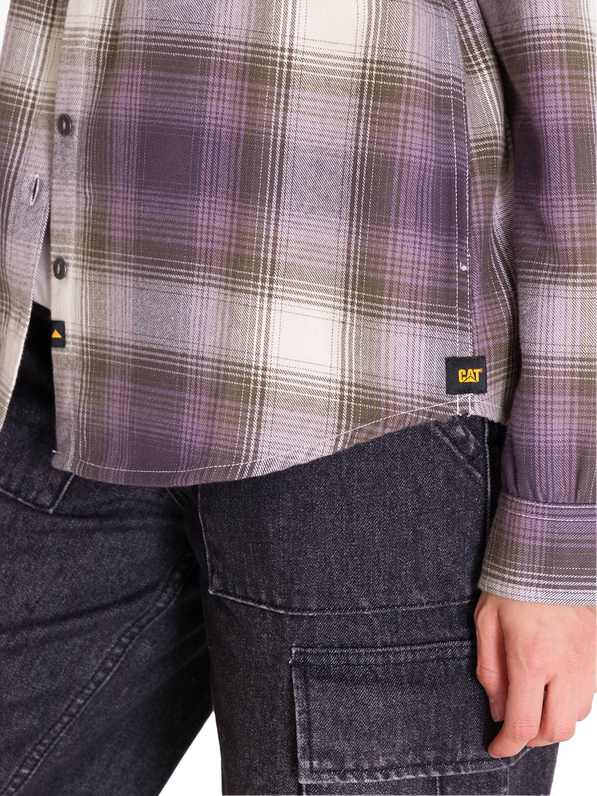 Camisa Manga Larga Mujer Flannel Relaxed Lila L/S Cat