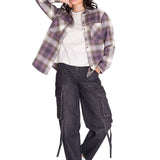 Camisa Manga Larga Mujer Flannel Relaxed Lila L/S Cat